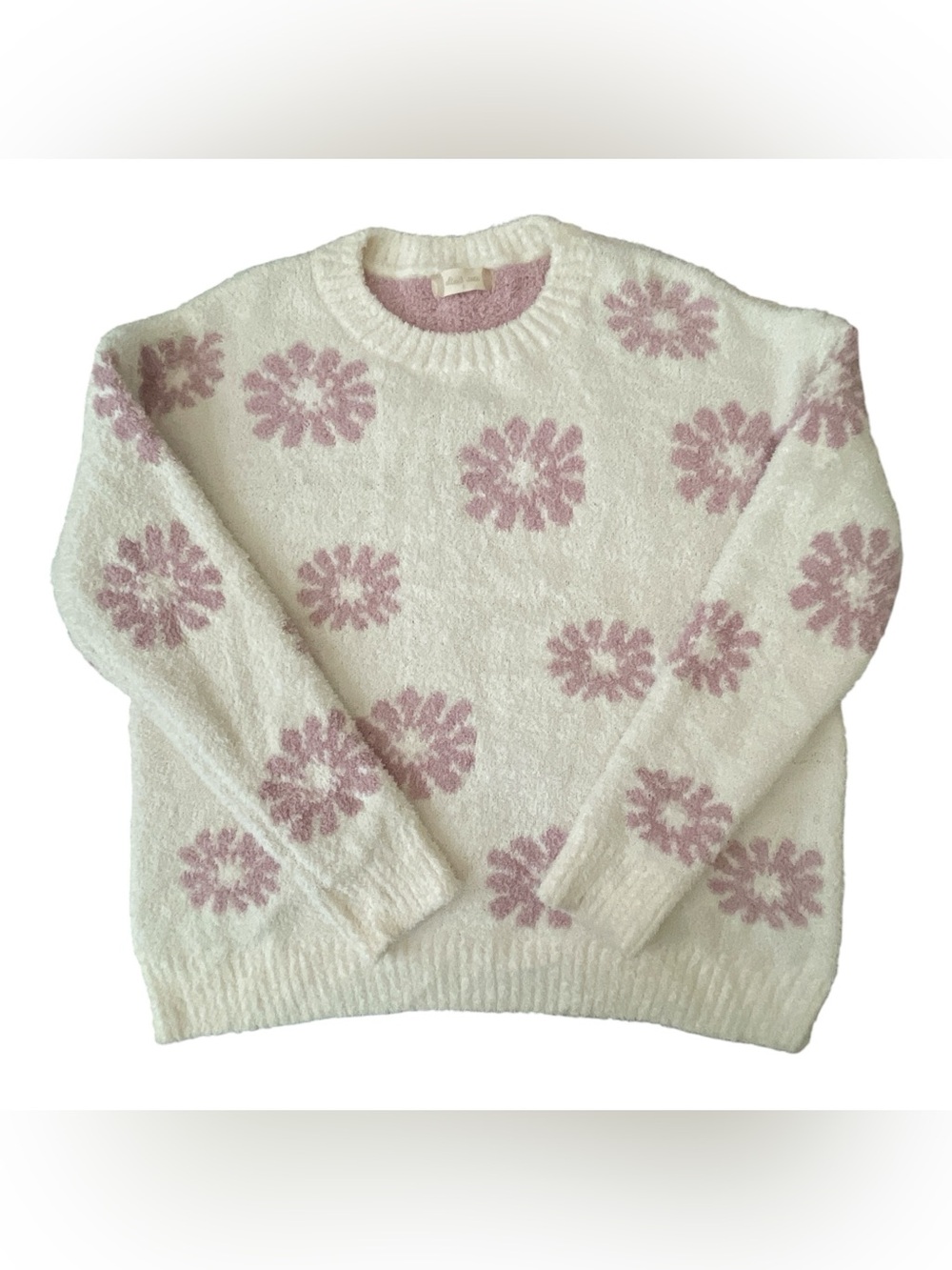 Altar'd State Fuzzy Pink Floral Crewneck Sweater Small in EUC
